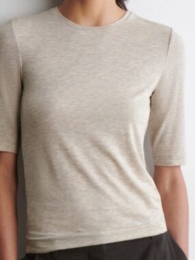 COS Short-Sleeve Crewneck Top in Light Beige